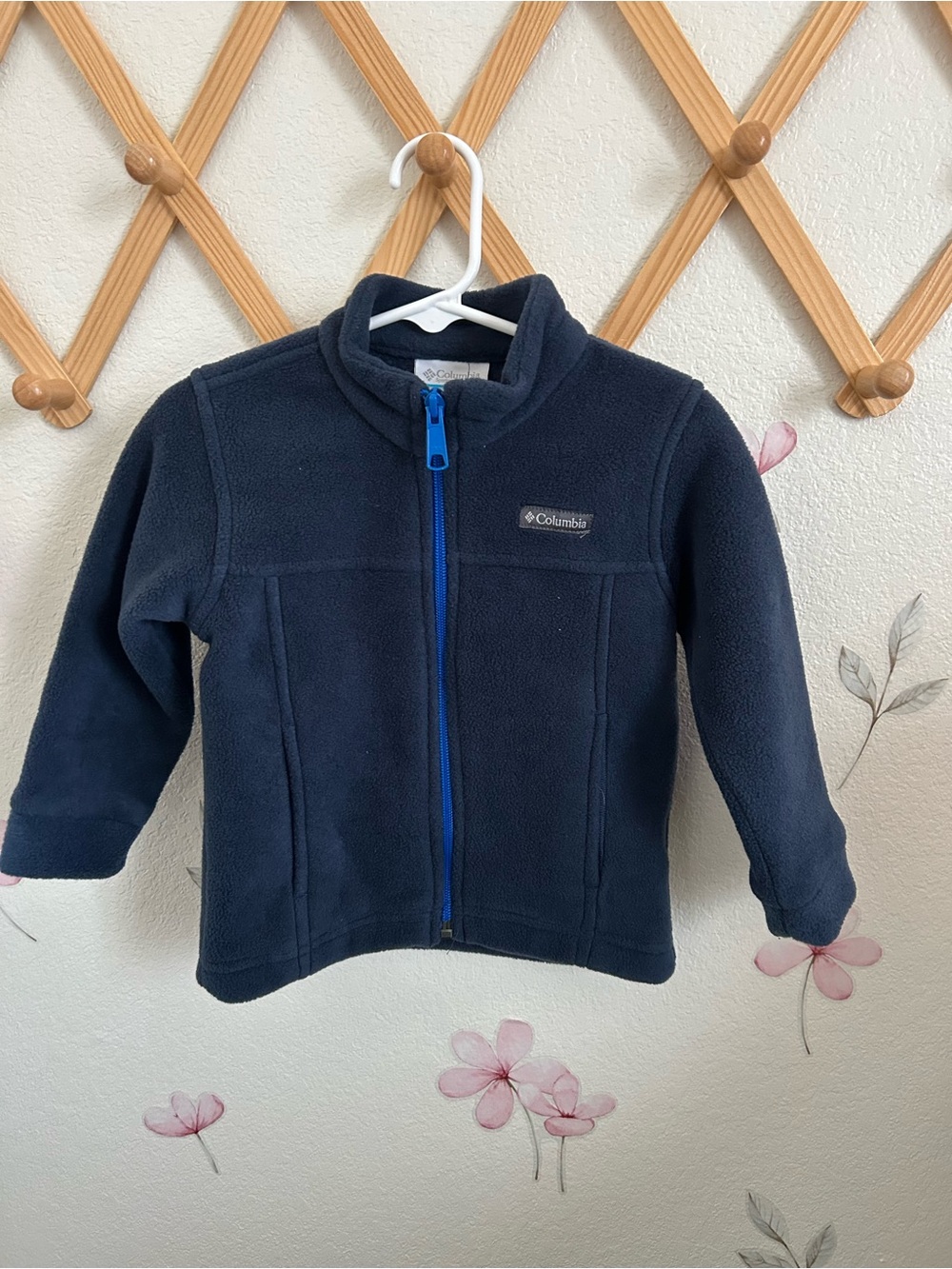 Columbia Navy Blue Kids Fleece Jacket with Bright Blue Zipper